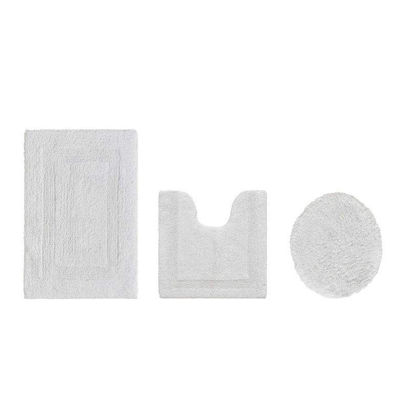 Annerose Premium 100% Cotton 3 Piece Bath Rug Sets, Machine Washable, Super Absorbent & Tufted Weave Reversible Bath Mat for Bathroom, Shower, and Tub, Oeko-Tex Certified Bathroom Rugs