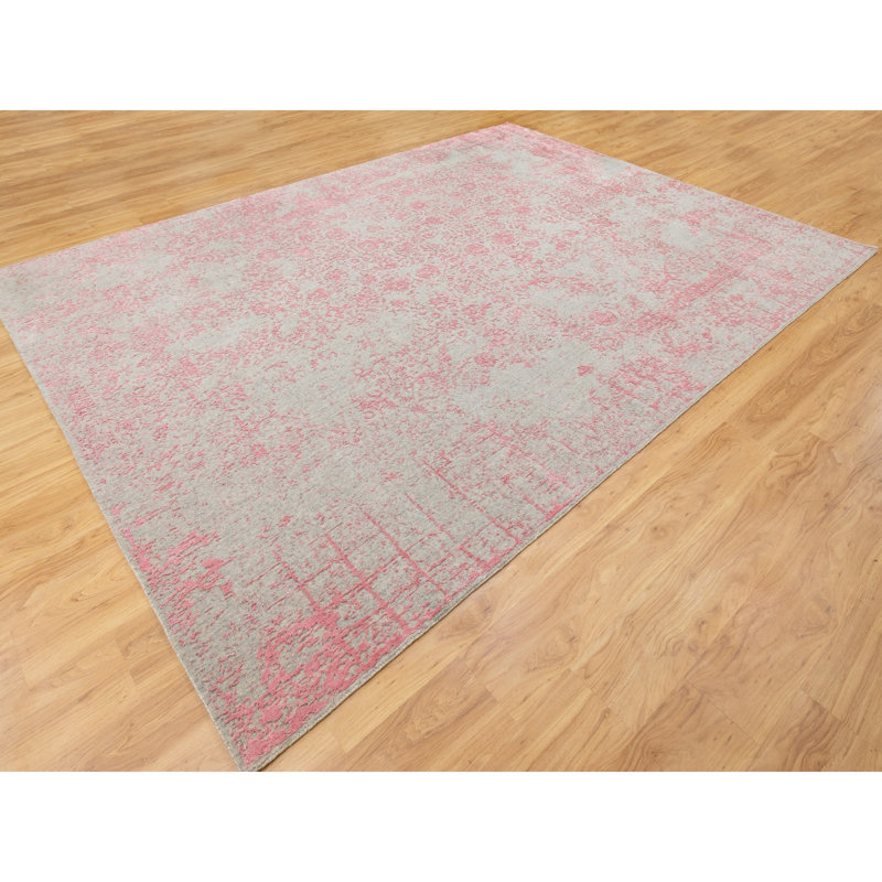 Tapis décoratif rose-unique noué à la main 9 pi x 12 pi Charliedavid