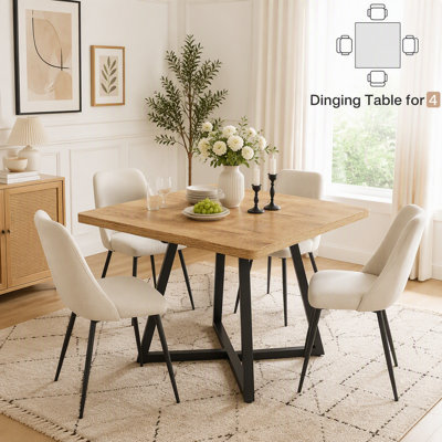 31.5" Square Industrial Dining Table with Metal Frame