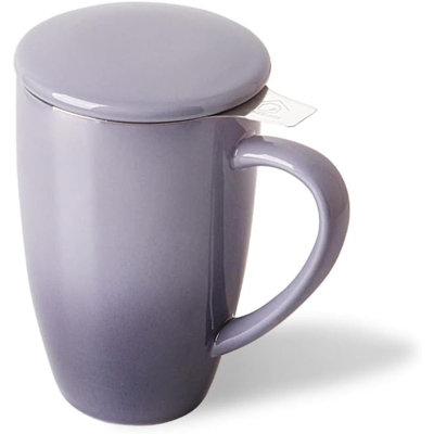 Tasse à thé en porcelaine avec couvercle, tasse à thé avec crépine pour thé à feuilles mobiles, tasse allant au micro-ondes et au lave-vaisselle
