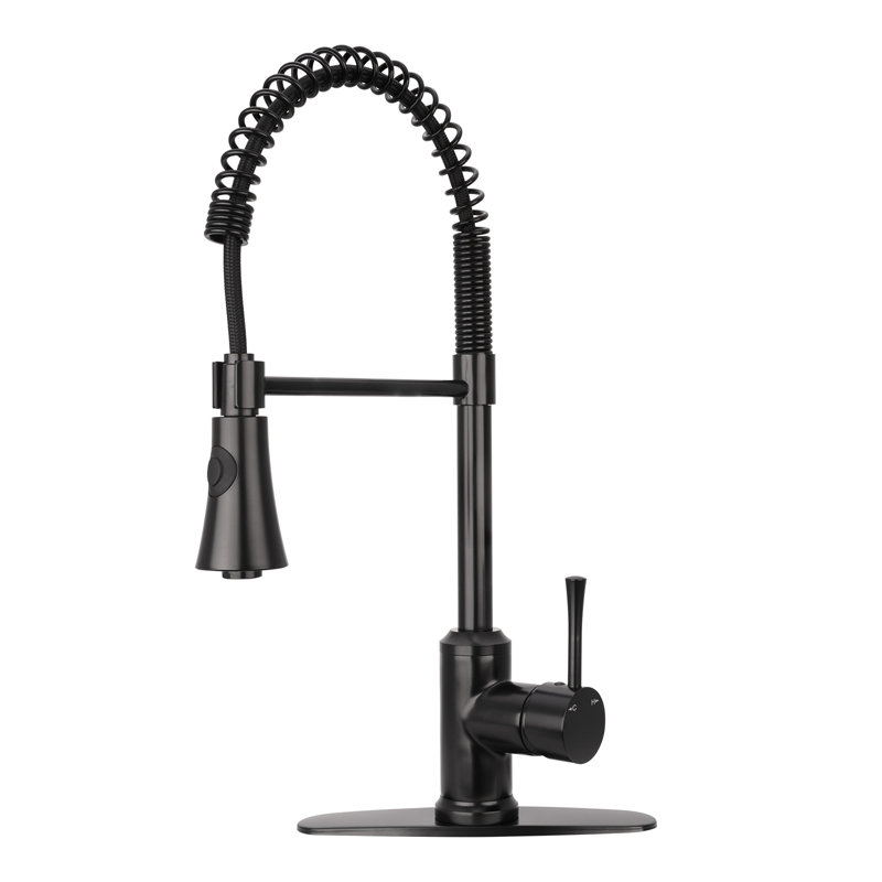 Pull Down Single Handle Kitchen Faucet, Matte Black