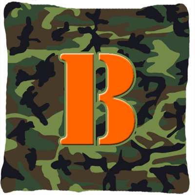 Monogramme initiale Camo intérieur/extérieur Throw Pillow