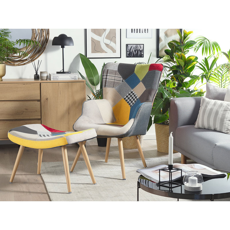 Burgos Upholstered Wingback Chair with Footstool