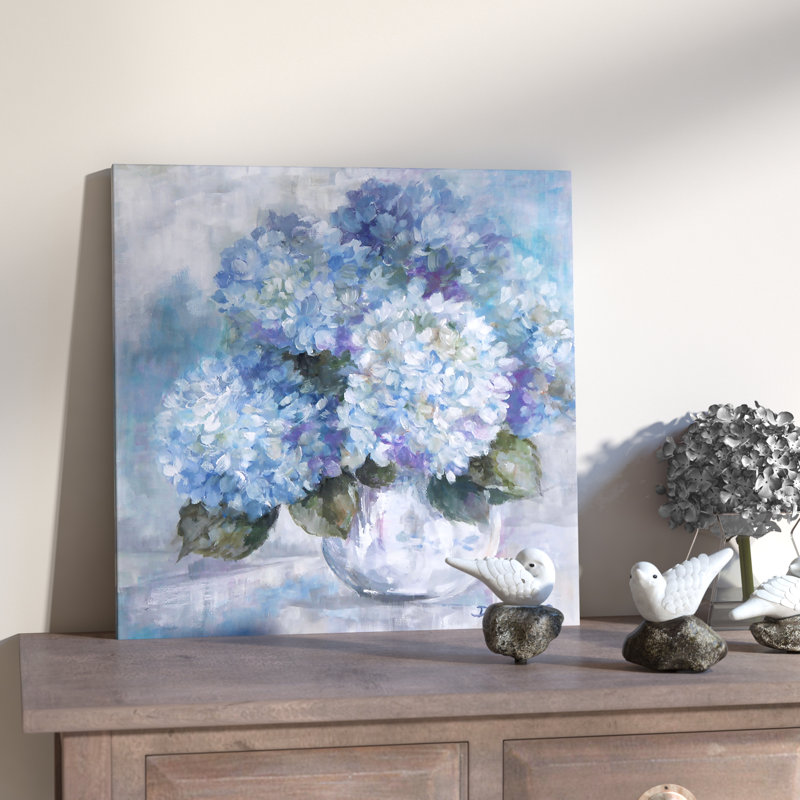 " Hydrangea Blues " by Debi Coules, 12" H x 12" W x 1.5" D, Canvas