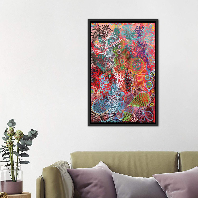 «Nature II» par Noemi Ibarz - impression d'art graphique, H 40 po x l 26 po x P 1,5 po, Toile avec cadre noir patiné