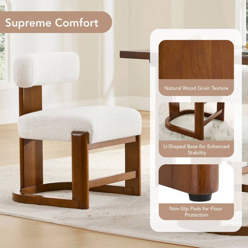 Upholstered Solid Wood Dining Chair (Set of 2), Pearl-Walnut