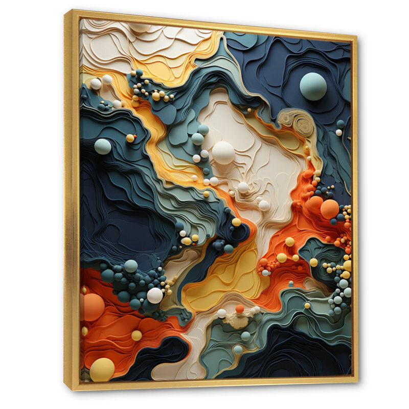 Biomorphism Organic Forms II - Biomorphism, art mural, Cadre flottant doré, H 44 po x l 34 po x P 1,5 po