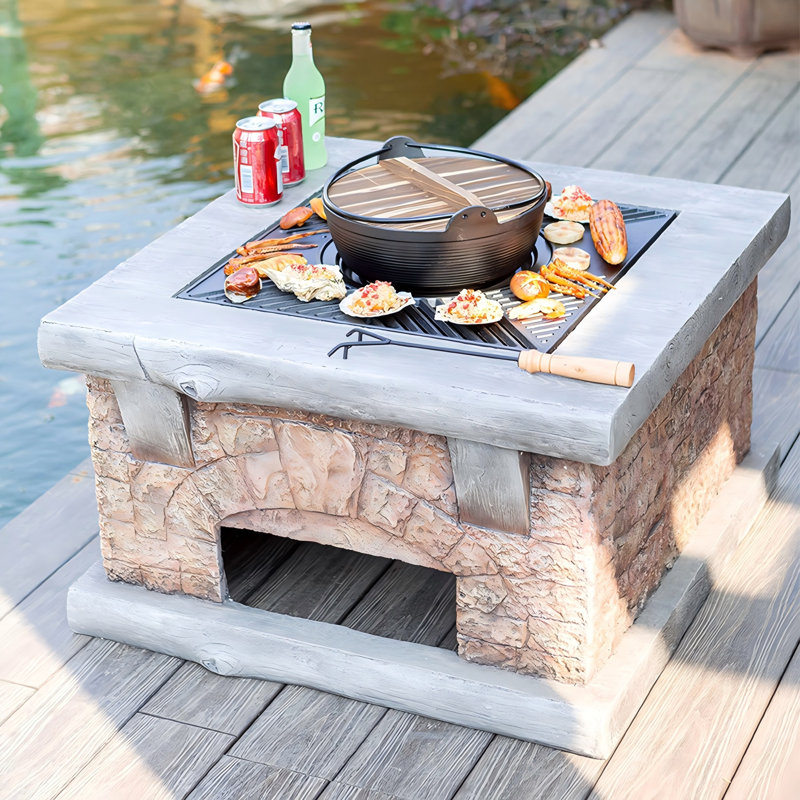 Table de foyer d'extérieur au feu de bois 29,53 "avec oxyde de magnésium et charbon