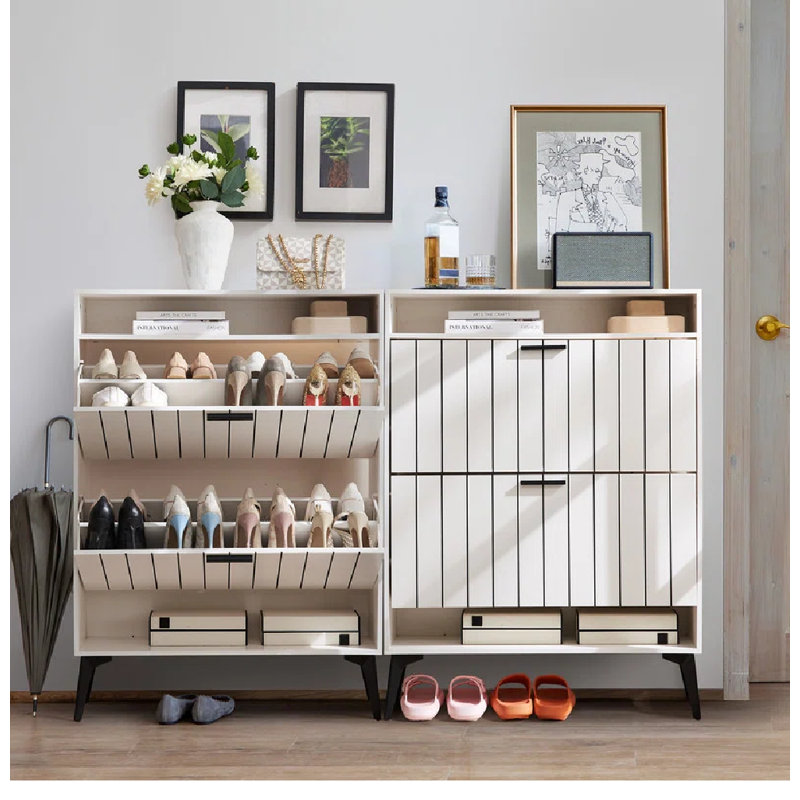 16 Pair Flip Down Shoe Storage, White