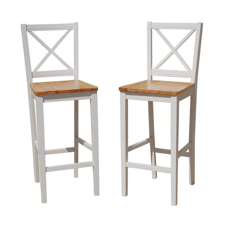 Tabouret de bar et de comptoir Aquila, Tabouret de bar (siège d'une hauteur de 30 po), Siège naturel / cadre blanc