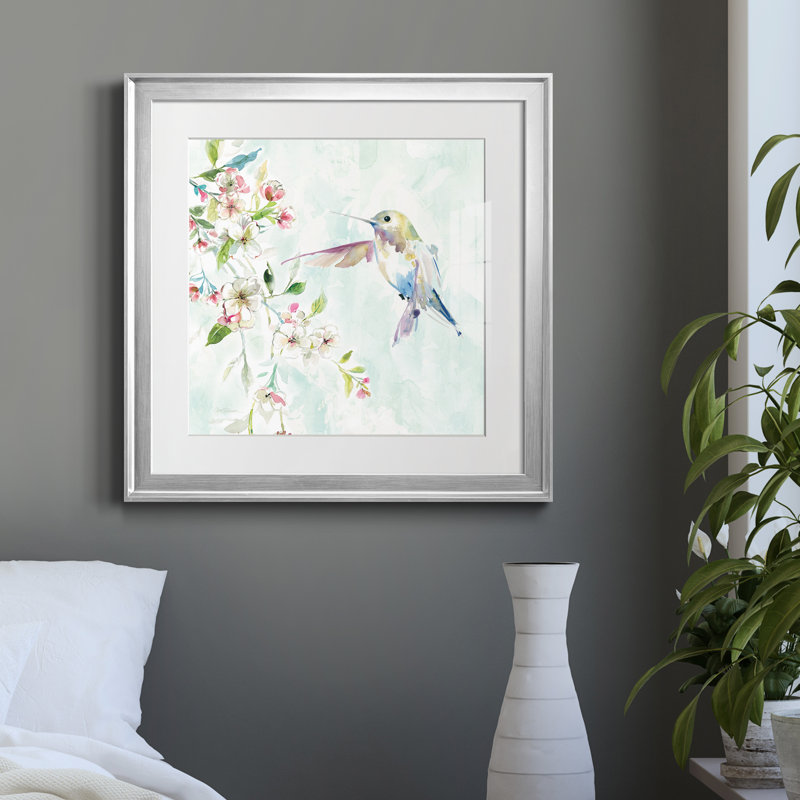 Hummingbird IV - Single Picture Frame Painting, Silver Framed, 20" H x 20" W x 1" D