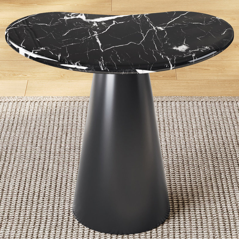 22" Granite Top End Table, Black