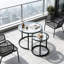 Ensemble de 2 tables basses rondes gigognes, table d'appoint effet marbre avec pattes réglables pour l'intérieur et l'extérieur-136084056-136084057