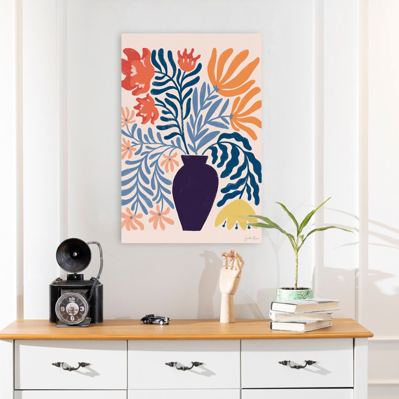 Mid-Century moderne et bohémien Mid Mod Floral II, H 24 po x l 16 po