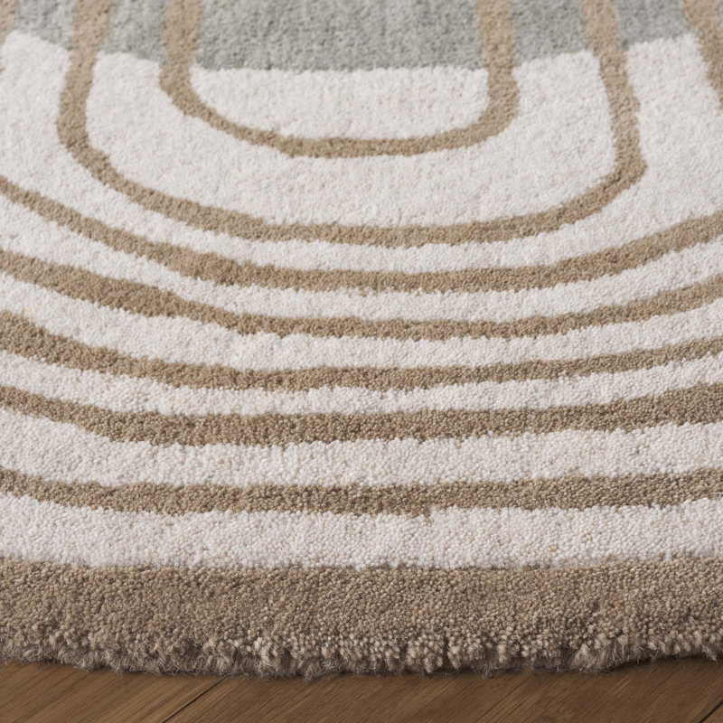 Anyeli Rodeo Drive Hand Tufted Wool/Cotton Abstract Rug in Blue/Ivory, Round 6'