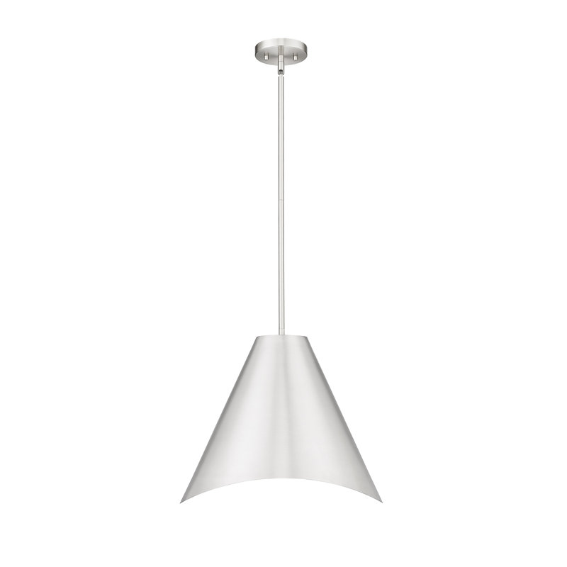 Luminaire suspendu 1 lumière Barrera, Argent; blanc, Nickel brossé