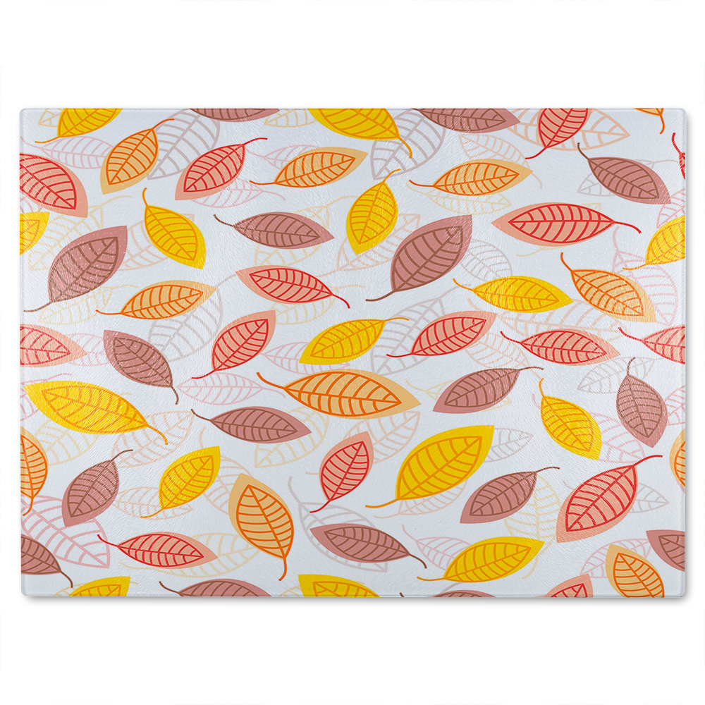 Small Autumn Leaves Glass Chopping Board