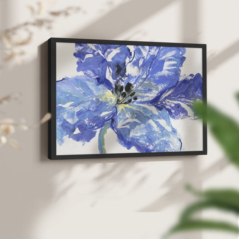 Fleur Bleue I -Framed Print - Restickable, Black, 22" H x 28" W