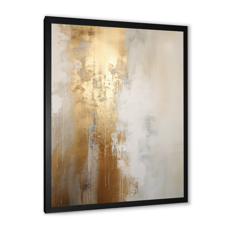 Art mural minimal, rivière et abstrait beige IV - aurores boréales, H 20 po x l 12 po, Cadre photo unique, Black