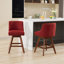 Ensemble de 2 tabourets de bar pivotants à hauteur de comptoir, siège de 26 po de hauteur, ensemble de tabourets de bar rembourrés, tissu rouge vin