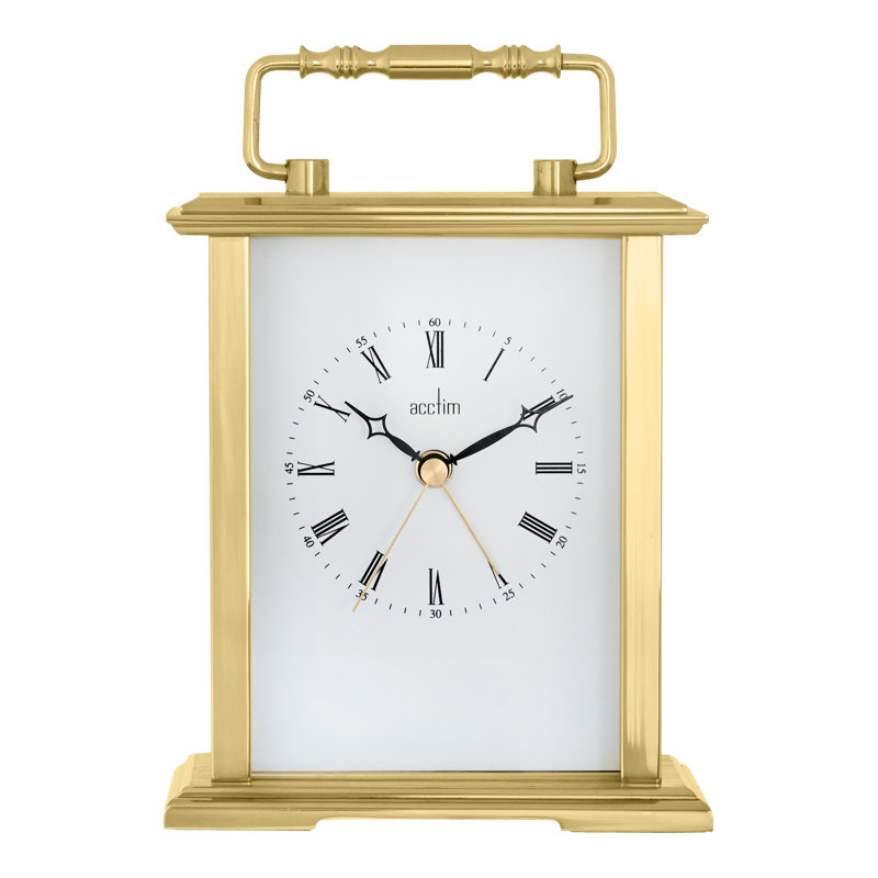 Acctim Gainsborough Mantel Clock Quartz Polished Metal Carriage Clock Energy Efficient Movement, Gold