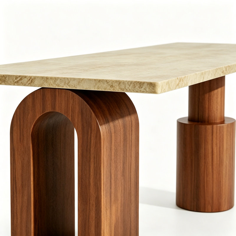 Console Mid-Century moderne, Brun, H 31,5 po x l 70,9 po x P 15,7 po
