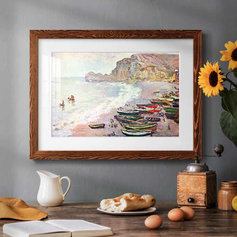 Étretat, la plage et la porte d'Amont par Monet, Érable, H 22 po x l 32 po x P 1,5 po