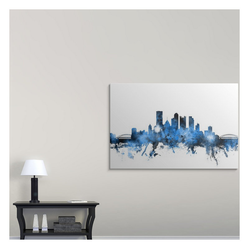 «Pittsburgh Pennsylvania Skyline» par Francy, impression, H 24 po x l 36 po x P 1,5 po, Toile