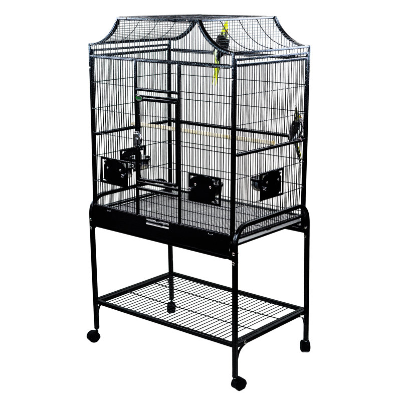 Victorian Top Floor Bird Cage Large Black, 61" H x 32" W x 21" D, Black