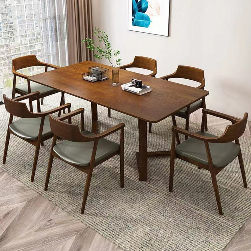 Simple Retro Solid Wood Dining Table Sets, 29.5"H x 70.8"L x 31.5"W