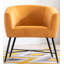 Chaise d'appoint rembourrée en velours jaune moutarde avec pieds en métal noir, siège de salon élégant pour adultes