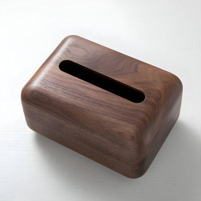 Walnut Wood Tissue Box Holder - Solid Wood Desktop Tissue Dispenser For Living Room, Minimalist Home Decor Storage Organizer