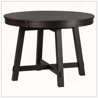 Farmhouse Round Extendable Dining Table – 16" Leaf & X-Shaped Base (Espresso)