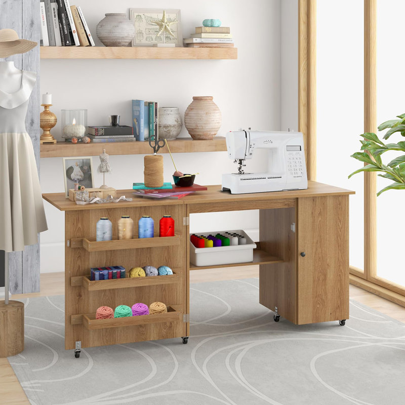 Table de machine à coudre pliable 62,5 "x 19,5", Brun
