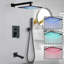 Black Shower System with Tub Spout Wall Mount 12”Rain Shower Head Shower Faucet Set