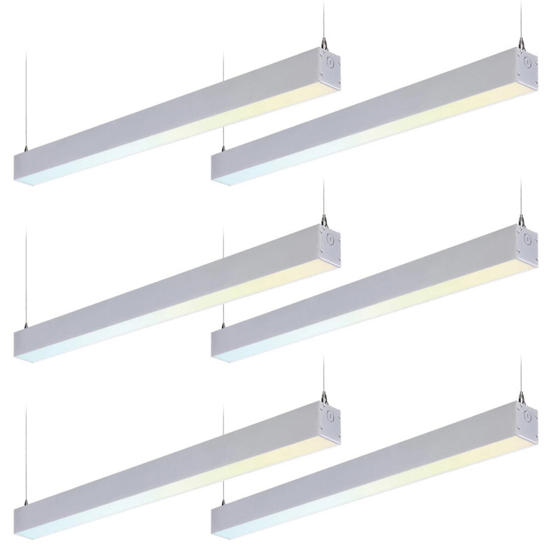 Luminaire linéaire à DEL 4 pi avec 4 lumières encastrées Acies 40W / 50W / 60W pour plafond haut, Argent argent, 6
