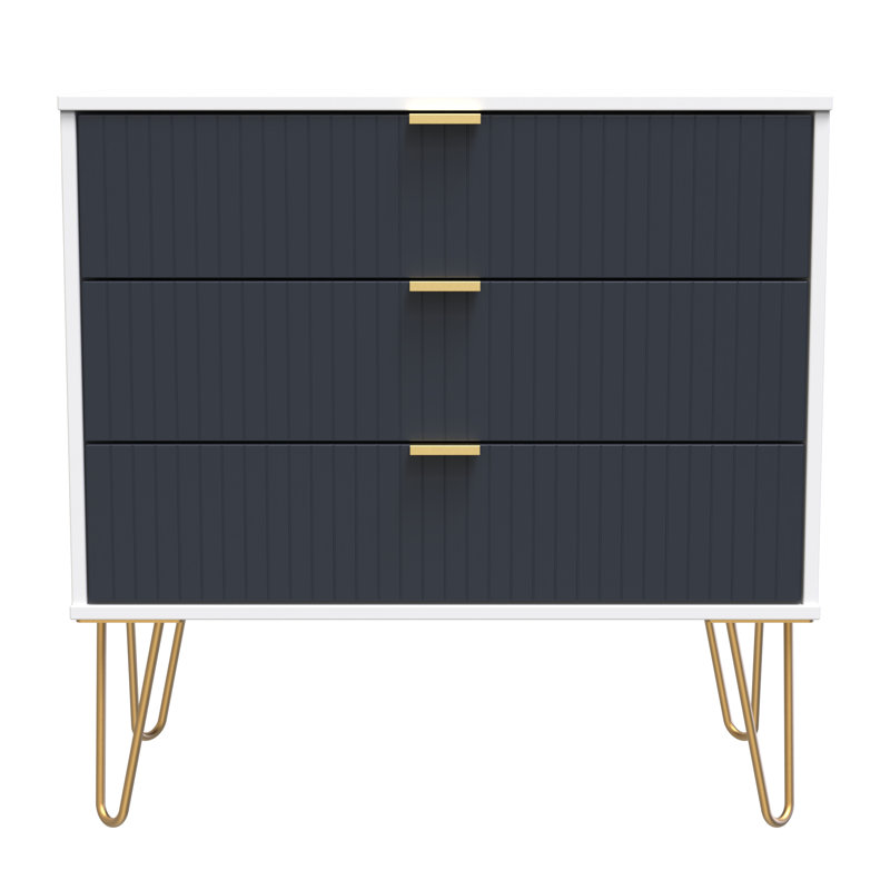 Beranda 3 Drawer Chest (Ready Assembled), Indigo Matt/White