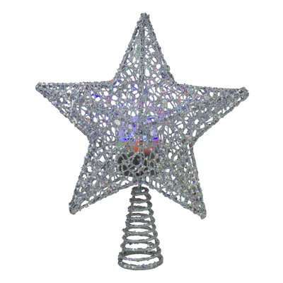 13" Lighted Star with Rotating Projector Christmas Tree Topper - Multicolor LED Lights