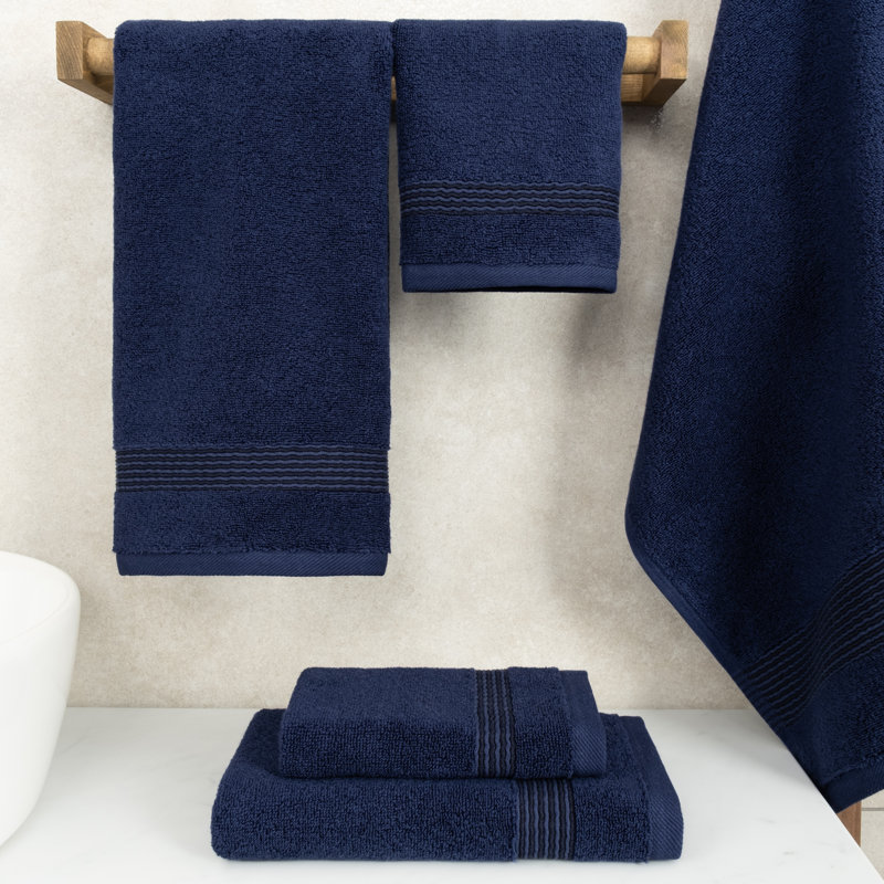 Luxury Extra Soft 100% Cotton 6 Piece Bath Towel Set, Navy