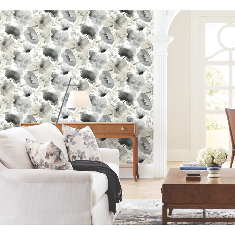 Floral Wallpaper Roll, Charcoal