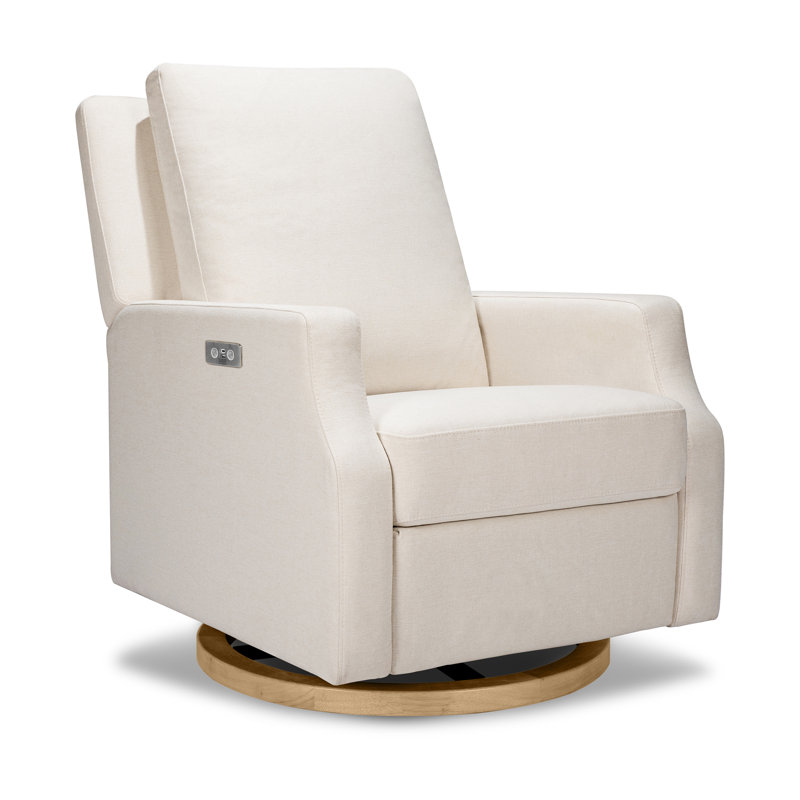 Crewe Electronic Recliner and Swivel Glider in Eco-Performance Fabric, Cream Polyester