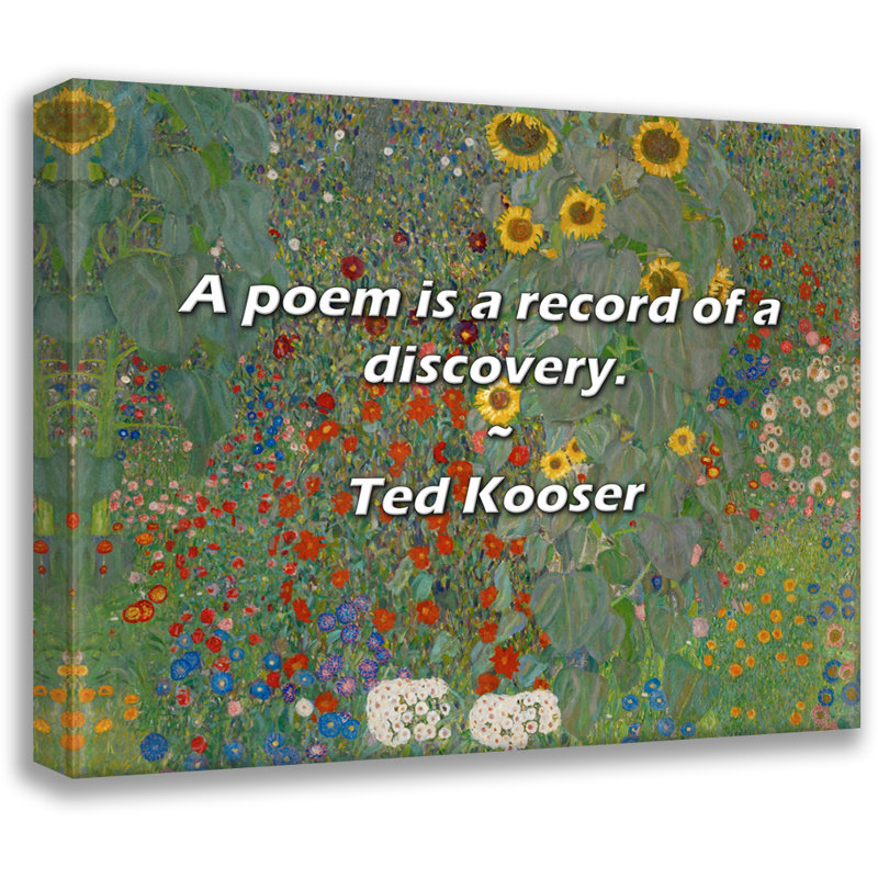 Citation artistique «Un poème est un disque d'une découverte». Toile tendue par Ted Kooser
