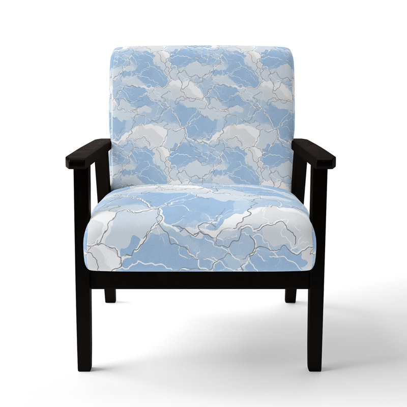 Chaise abstraite rembourrée - Fauteuil Coastal Line, Accoudoirs carrés noirs