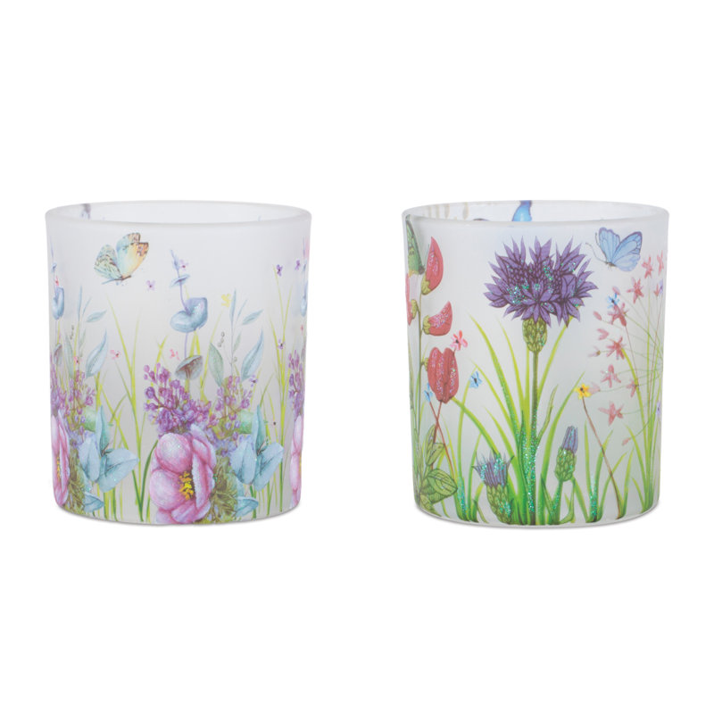 Floral Butterfly Votive Candle Holder