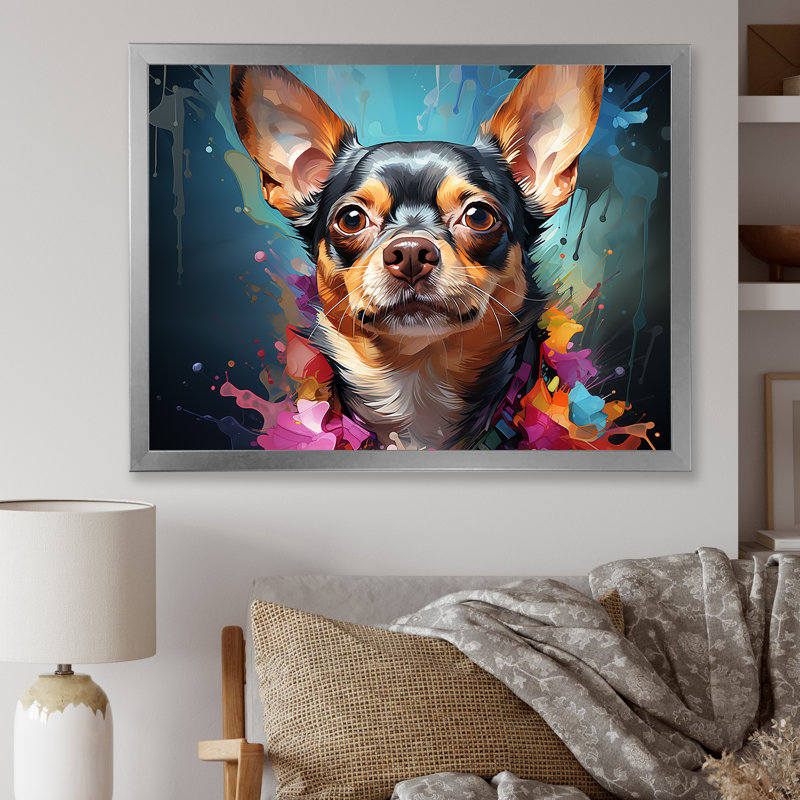 Chihuahua chic I sur toile, H 40 po x l 30 po x P 1,5 po, Cadre simple argenté