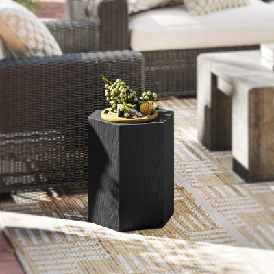 Hexagonal Side Table, Lightweight End Table, Black