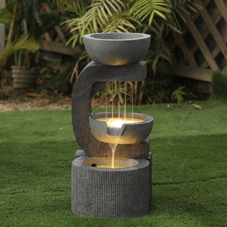 Hand Crafted Weather Resistant Floor Fountain with Light