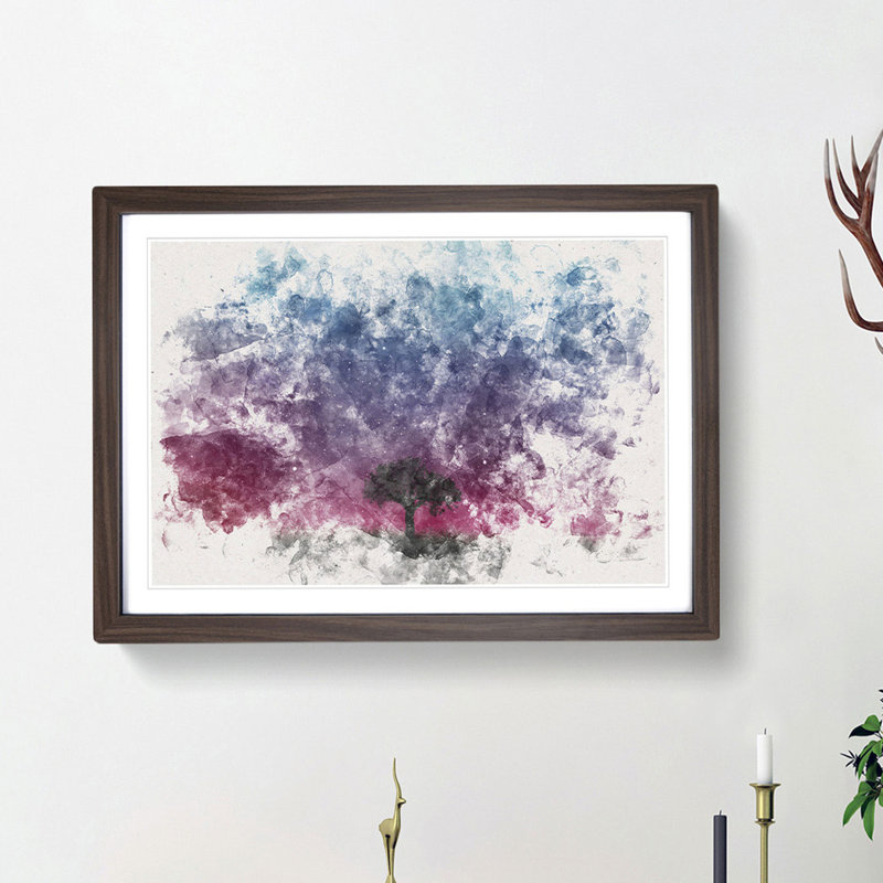 Tree Under the Cosmos - Picture Frame Painting Print, Walnut Framed, 45cm H x 63cm W x 2cm D