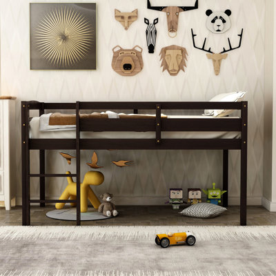 Lit mezzanine simple, en bois massif avec, crée un lit de chambre à coucher élégant, espace et pratique, s'adapte parfaitement au matelas