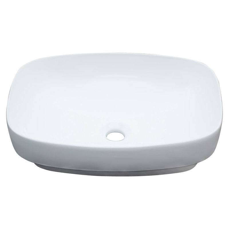 Lavabo vasque semi-encastré en céramique blanche de 20 po x 15 po pour la salle de bain, teinture, nettoyage sans effort, lavabo de salle de bain à drain standard, efficacité spatiale, coins légèrement arrondis, peu d'entretien
